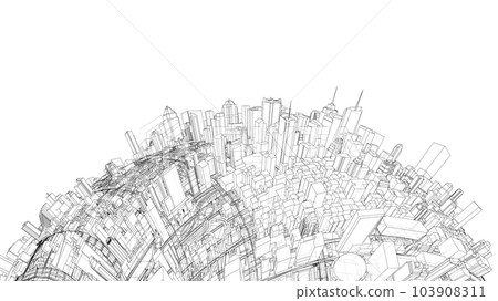 3d city sphere. Vector rendering of 3d 103908311