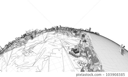 3d city sphere. Vector rendering of 3d 103908385