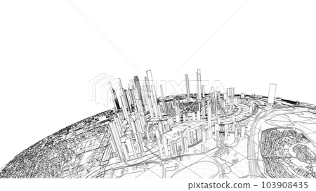 3d city sphere. Vector rendering of 3d 103908435