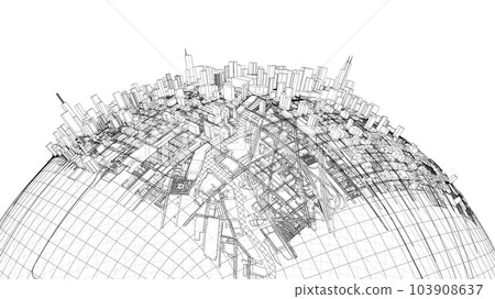 3d city sphere. Vector rendering of 3d 103908637
