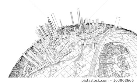 3d city sphere. Vector rendering of 3d 3d city sphere. Vector rendering of 3d 103908666