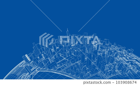 3d city sphere. Vector rendering of 3d 3d city sphere. Vector rendering of 3d 103908674