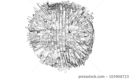 3d city sphere. Vector rendering of 3d 103908723