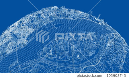 3d city sphere. Vector rendering of 3d 3d city sphere. Vector rendering of 3d 103908743