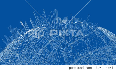 3d city sphere. Vector rendering of 3d 103908761