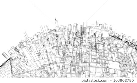 3d city sphere. Vector rendering of 3d 3d city sphere. Vector rendering of 3d 103908790