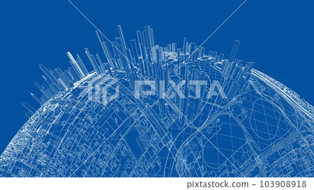 3d city sphere. Vector rendering of 3d 103908918