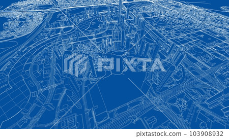 Outline city concept vector. Wire-frame style Outline city concept vector. Wire-frame style 103908932