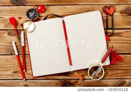 office supplies on wooden background office supplies on wooden background 103910128