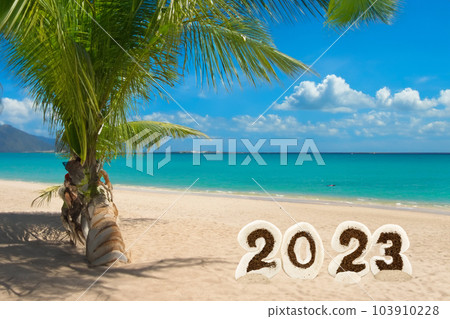 Summer. Summer 2023. Summer concept with the number written on the image. June 21, 2023. Creative idea. 103910228