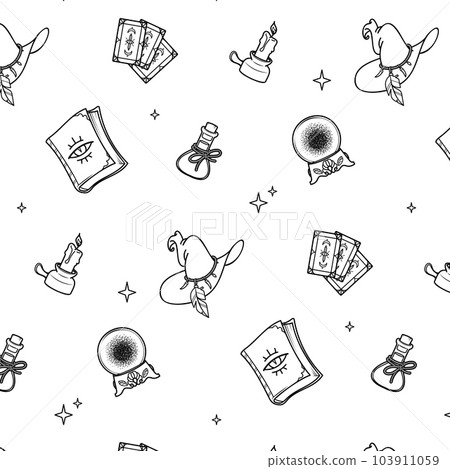 Seamless pattern for printing on fabric, magic...-插圖素材 [103911059 ...