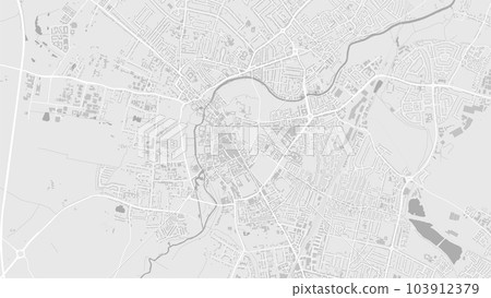 Cambridge map, the UK. Background grey and white map with roads and railways, parks and rivers. Cambridge map, the UK. Background grey and white map with roads and railways, parks and rivers. 103912379