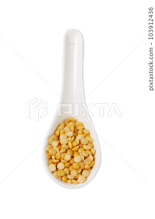 Dry yellow split peas isolated on white. Dry yellow split peas isolated on white. 103912436