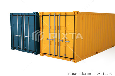 3d rendering of two color container cargo on white background 103912720