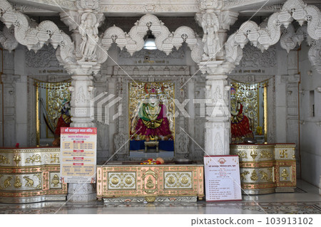 Inside hall view of Shree Ashapura Mataji temple, Deities - Goddesses Shree Mahalaxmiji, Shree Ashapura Mataji and Shree Ambha Mataji at Kondhwa Khurd, Pune, Maharashtra Inside hall view of Shree Ashapura Mataji temple, Deities - Goddesses Shree Mahalaxmiji, Shree Ashapura Mataji and Shree Ambha Mataji at Kondhwa Khurd, Pune, Maharashtra 103913102