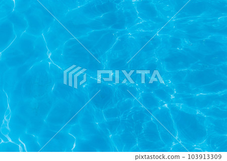 Blue clear pool water with abstract pattern of reflection and wave surface transparent background 103913309