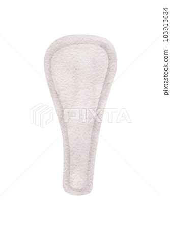 Menstruation Feminine hygiene products, Clean everyday hygienic pads for thongs, sanitary napkins. Soft cotton texture. Menstrual cycle. Women's Health. Hand drawn watercolor illustration for pack 103913684