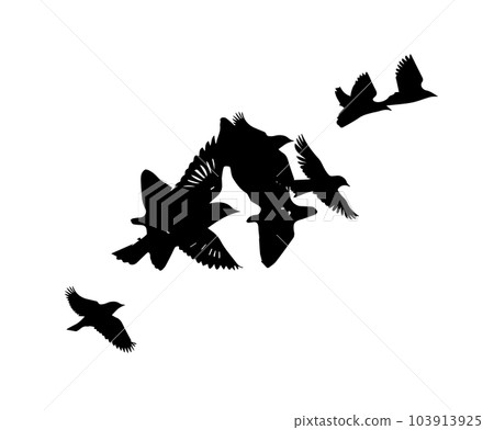 A flock of flying birds. Vector illustration A flock of flying birds. Vector illustration 103913925
