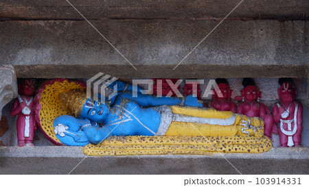 Lord Vishnu on Snake or Sesha Nag, Ammapalli, Shamshabad, Telangana, India. Lord Vishnu on Snake or Sesha Nag, Ammapalli, Shamshabad, Telangana, India. 103914331