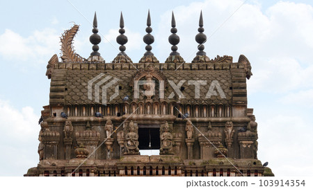 Five Gopura Kalasams of Sri Rama Chandra temple a famous 700 years old temple, Shamshabad, Telangana, India 103914354