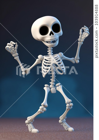 Dancing skeleton on a blue background 103914888