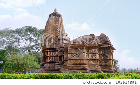 Historic Red stone Narayanpal Temple, Narayanpal, Chhattisgarh, India. Vishnu Temple constructed Circa 11th century.  Contemporary to Khajuraho 103914891