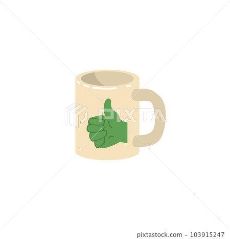 Cup with green gesture class print flat style, vector illustration 103915247