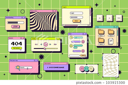 Vector retro ui screen or gui window on background Vector retro ui screen or gui window on background 103915300