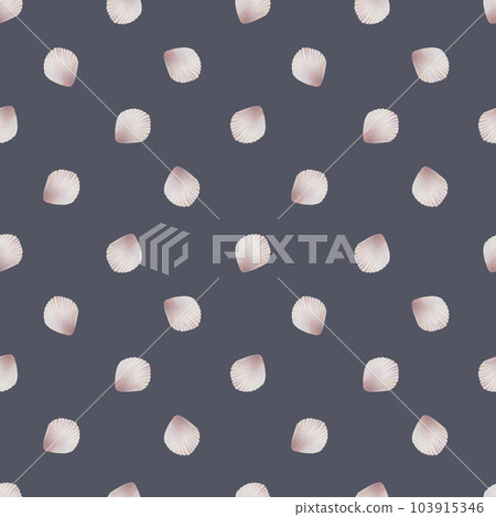 Watercolor seamless pattern with shells. Hand painting clipart underwater life objects on a white isolated background. For designers, decoration, postcards, wrapping paper, scrapbooking, covers, 103915346