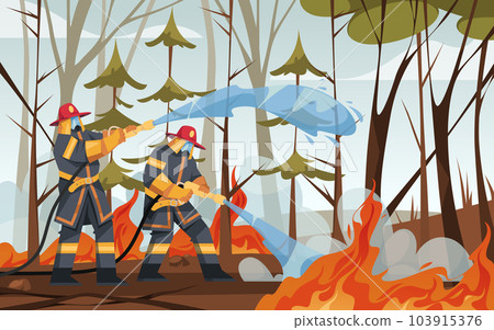 Natural fire disaster, burning forest vector image 103915376