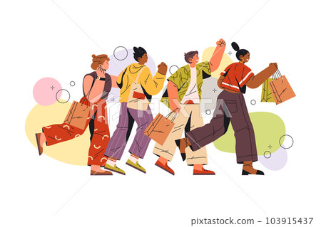 People in line at shopping sale vector flat image 103915437