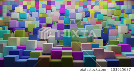 3d rendering abstract background of random shuffled multi-colored cubes 3d rendering abstract background of random shuffled multi-colored cubes 103915687