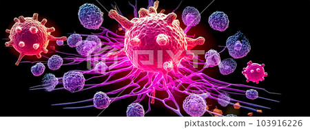 abstract cancerous cell in biological tissue under a microscope made with Generative AI 103916226