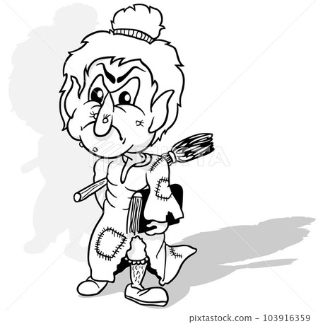 Drawing of an Ugly Witch in Torn Clothes Drawing of an Ugly Witch in Torn Clothes 103916359