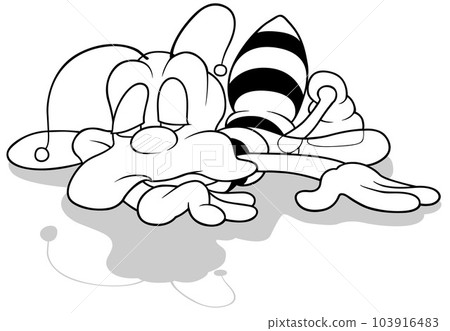 Drawing of a Cute Sleeping Bee 103916483