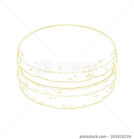 Macaron (single item) / Gold leaf line drawing 103918239