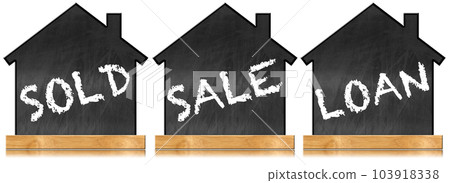 Model House in the Shape of a Blackboard Isolated on White Background 103918338