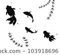 兩種水墨風格金魚背景素材 103918696