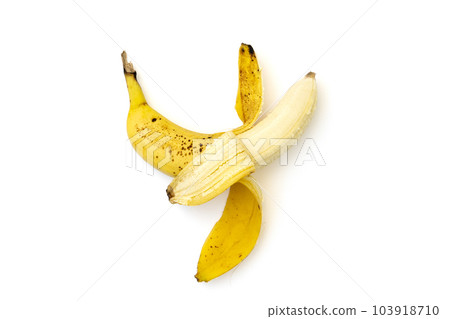 Half peeled ripe banana 103918710