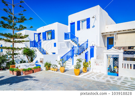 Mykonos, Greece. Little Venice oldtown, Cyclades Greek Islands. 103918828