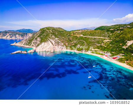 Kefalonia, Greece. Petani Beach, beautiful Greek Islands. Kefalonia, Greece. Petani Beach, beautiful Greek Islands. 103918852