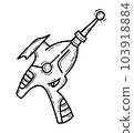 Space alien blaster gun vector icon in cartoon style 103918884