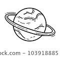 Planet with a ring vector icon in cartoon style 103918885