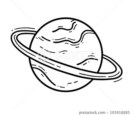 Planet with a ring vector icon in cartoon style 103918885
