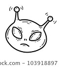 The face of a green alien in cartoon style 103918897