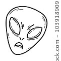 The face of an angry green alien in cartoon style 103918909