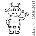 Cute green alien in doodle cartoon style 103918915