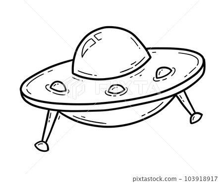 UFO flying saucer, spaceship icon in doodle style UFO flying saucer, spaceship icon in doodle style 103918917