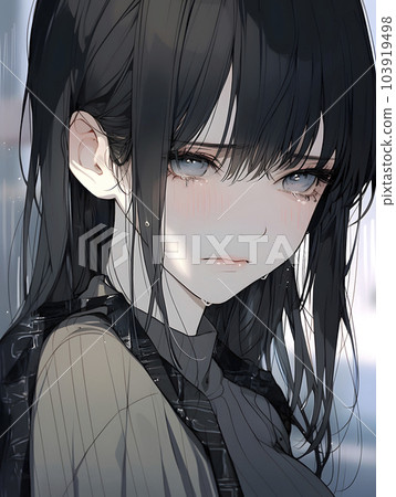 Beautiful girl's eyes overflow with tears (Generative AI) 103919498