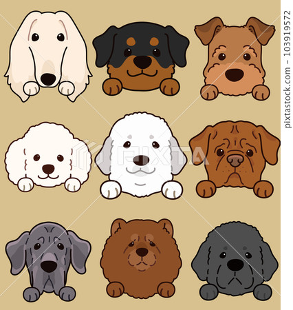 簡單可愛的狗臉圖集G帶前腿和主線 103919572